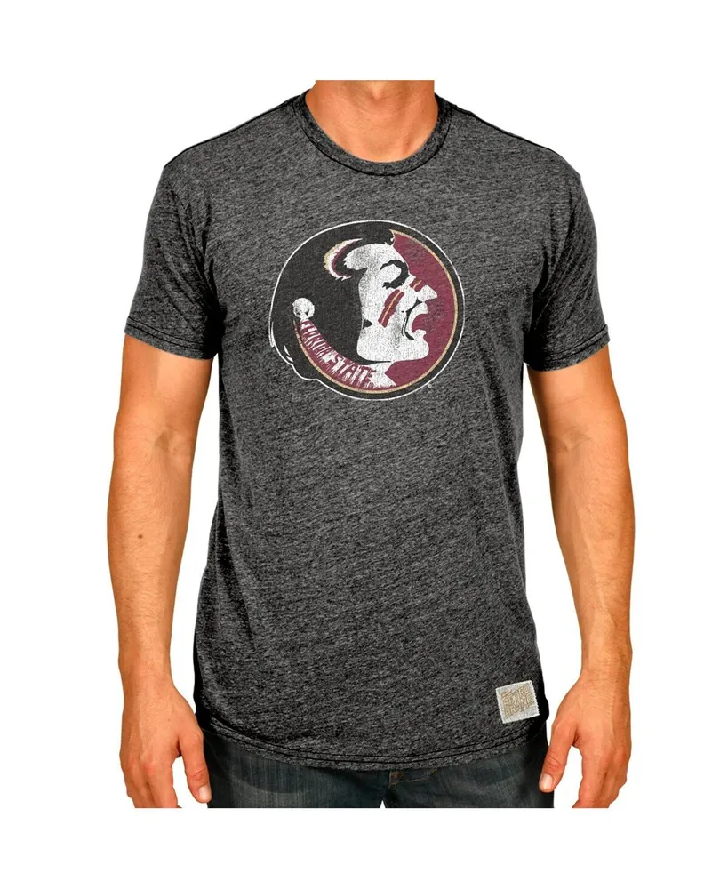 Men's Original Retro Brand Black Heather Florida State Seminoles Vintage-Like Chief Tri-Blend T-shirt