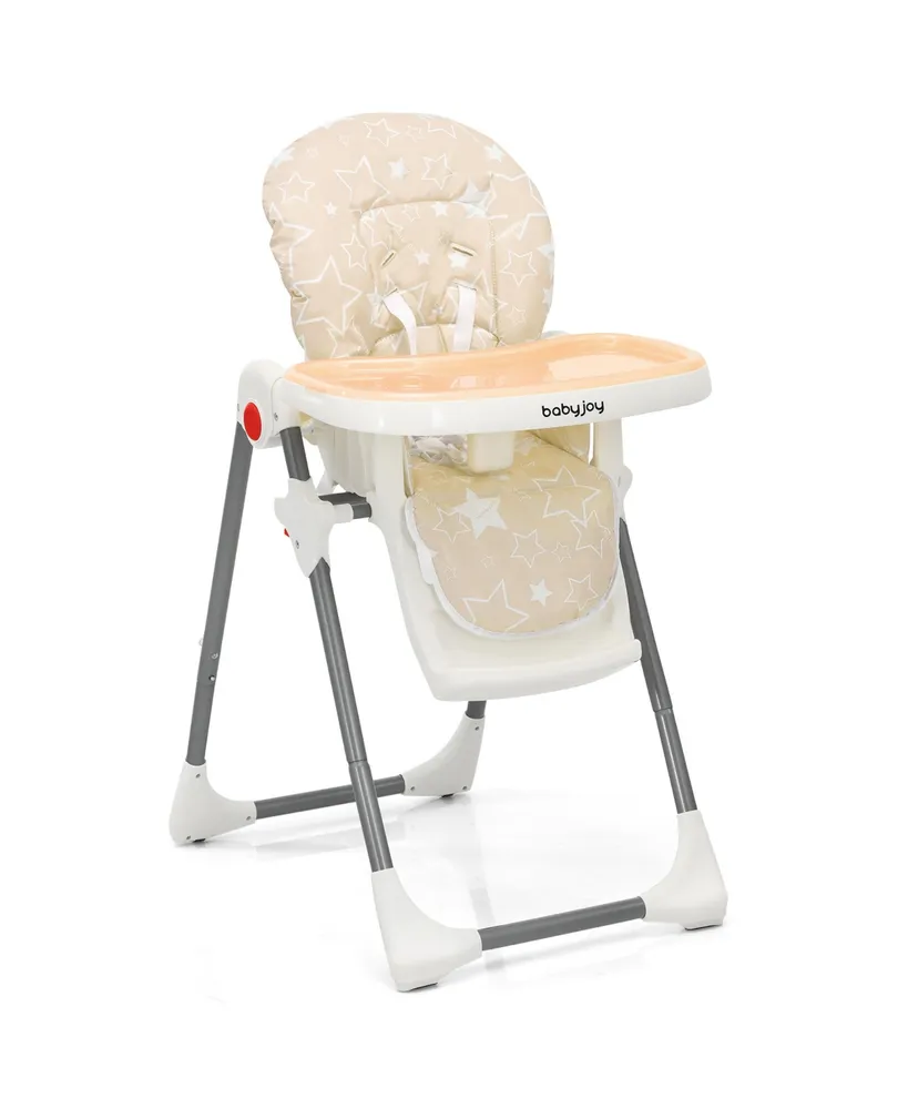 Folding Baby High Chair Dining Chair w/ 6-Level Height Adjustment