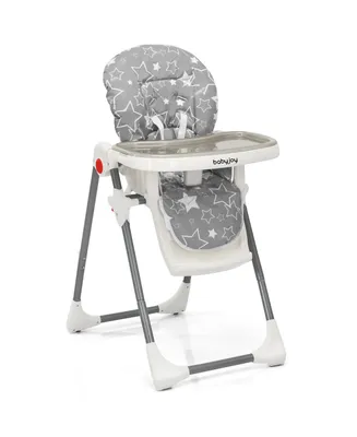 Folding Baby High Chair Dining Chair w/ 6-Level Height Adjustment