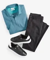 Calvin Klein Mens Slim Fit Modern Stretch Chino Pants Smooth Cotton Feeder Stripe Polo Shirt Outfit