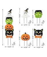 Glitzhome 42.5" H Halloween Metal Stacked Ghost, Frankenstein, Black Cat Pumpkin Yard Stake or Hanging Decor