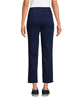 Lands' End Women's Petite Starfish High Rise Knit Denim Straight Crop Jeans