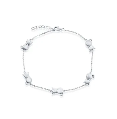 Simona Sterling Silver Cats by the Yard Link Anklet