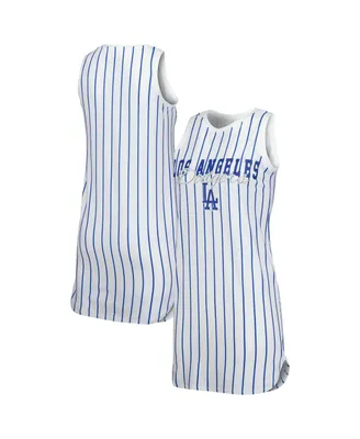 Women's Concepts Sport White Los Angeles Dodgers Reel Pinstripe Knit Sleeveless Nightshirt