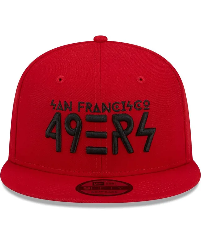 Men's New Era Black/Scarlet San Francisco 49ers Tailsweep 9FIFTY Snapback Hat