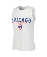 Women's Concepts Sport White Chicago Cubs Reel Pinstripe Tank Top and Shorts Sleep Set