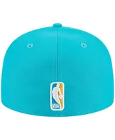 Men's New Era Turquoise Philadelphia 76ers 3-Time Champions Breeze Grilled Yellow Undervisor 59FIFTY Fitted Hat