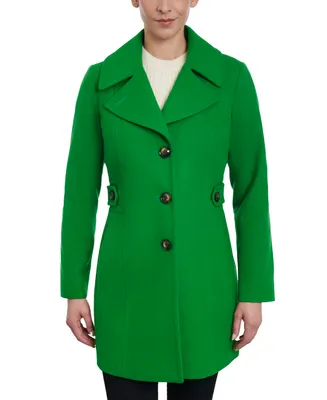 Anne Klein Women's Single-Breasted Wool Blend Peacoat, Created for Macy's