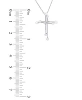 Cultured Freshwater Pearl (2 - 3-1/2mm) Double Cross Pendant Necklace in Sterling Silver, 16" + 2" extender