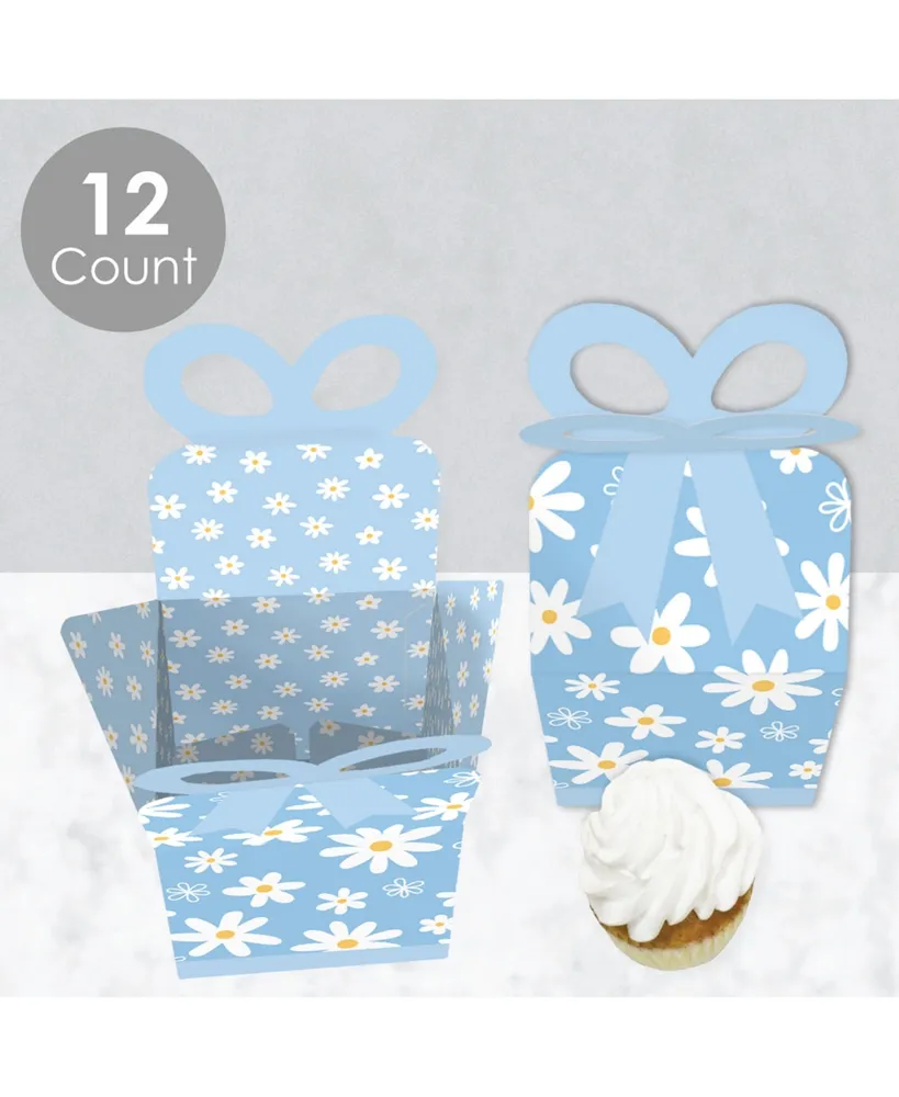Daisy Flowers - Square Favor Gift Boxes - Floral Party Bow Boxes
