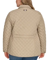 Calvin Klein Womens Plus Size Collared Quilted Coat