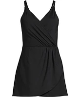 Lands' End Women's V-neck Tulip Wrap Swim Dress One Piece Swimsuit