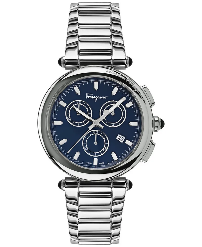 Salvatore Ferragamo Men's Swiss Chronograph Idillio Stainless Steel Bracelet Watch 42mm