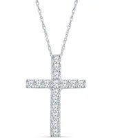 Diamond Cross 18" Pendant Necklace (1/10 ct. t.w.) in 10k White Gold