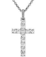 Esquire Men's Jewelry Black Cubic Zirconia Cross Pendant Ruthenium-Plated Sterling Silver (Also White Zirconia), Created for Macy's