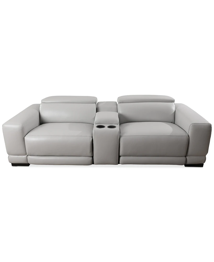 Krofton 3-Pc. Beyond Leather Fabric Sofa with 2 Power Motion Recliners and 1 Console, Created for Macy's