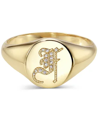 Zoe Lev Diamond Initial Signet Ring (1/6 ct. t.w.) in 14k Gold