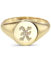 Zoe Lev Diamond Initial Signet Ring (1/6 ct. t.w.) in 14k Gold