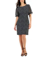 Connected Women's Puff-Sheer-Sleeve Sheath Dress