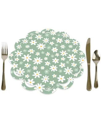 Sage Green Daisy Flowers Floral Party Table Decorations Paper Chargers 12 Ct