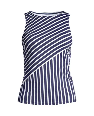 Lands' End Women's Mastectomy Chlorine Resistant High Neck Upf 50 Modest Tankini Swimsuit Top