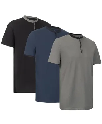 Men's Short Sleeve Henley T-Shirt-3 Pack