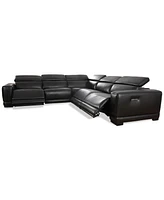 Krofton 5-Pc. Beyond Leather Fabric Sectional with 3 Power Motion Recliners, Created for Macy's