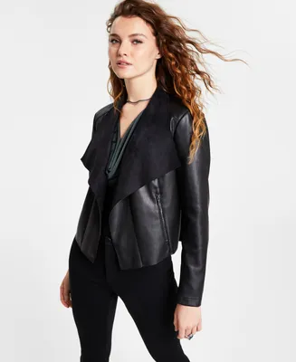 Bar Iii Women's Faux-Leather Flyaway Jacket, Created for Macy's