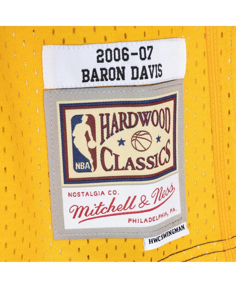 Men's Mitchell & Ness Baron Davis Navy, Gold Golden State Warriors Hardwood Classics 2006-07 Split Swingman Jersey