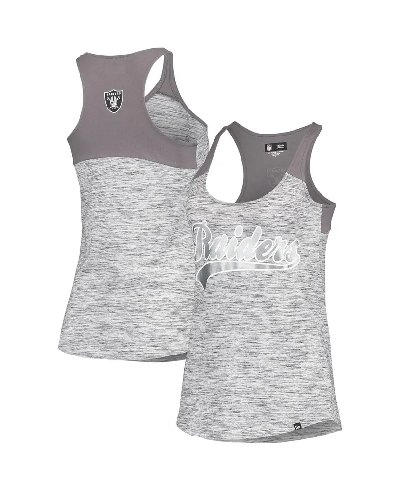 Women's New Era Silver, Black Las Vegas Raiders Space Dye Racerback Scoop Neck Tank Top