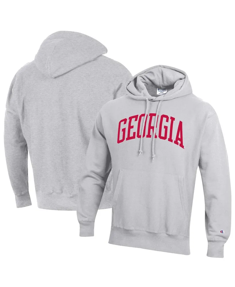 Men's Champion Heathered Gray Georgia Bulldogs Team Arch Reverse Weave Pullover Hoodie