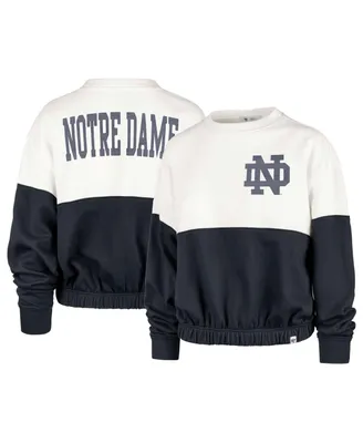 Women's Pressbox Navy Notre Dame Fighting Irish Comfy Cord Vintage Wash  Basic Arch Pullover Sweatshirt