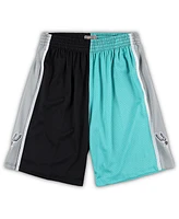 Men's Mitchell & Ness Black, Teal San Antonio Spurs Big and Tall Hardwood Classics Split Swingman Shorts