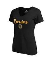 Women's Fanatics Black Boston Bruins #1 Mom V-Neck T-shirt