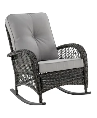 Manhattan Comfort 29.52" Fruttuo Steel Polyester Upholstered Rocking Chair