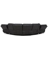 Closeout! Binardo 136" 6 Pc Zero Gravity Leather Sectional with 2 Power Recliners and 1 Console, Created for Macy's