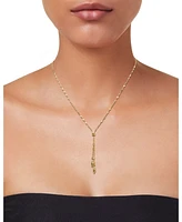 Double Bead Adjustable 18" Lariat Necklace in 10k Gold