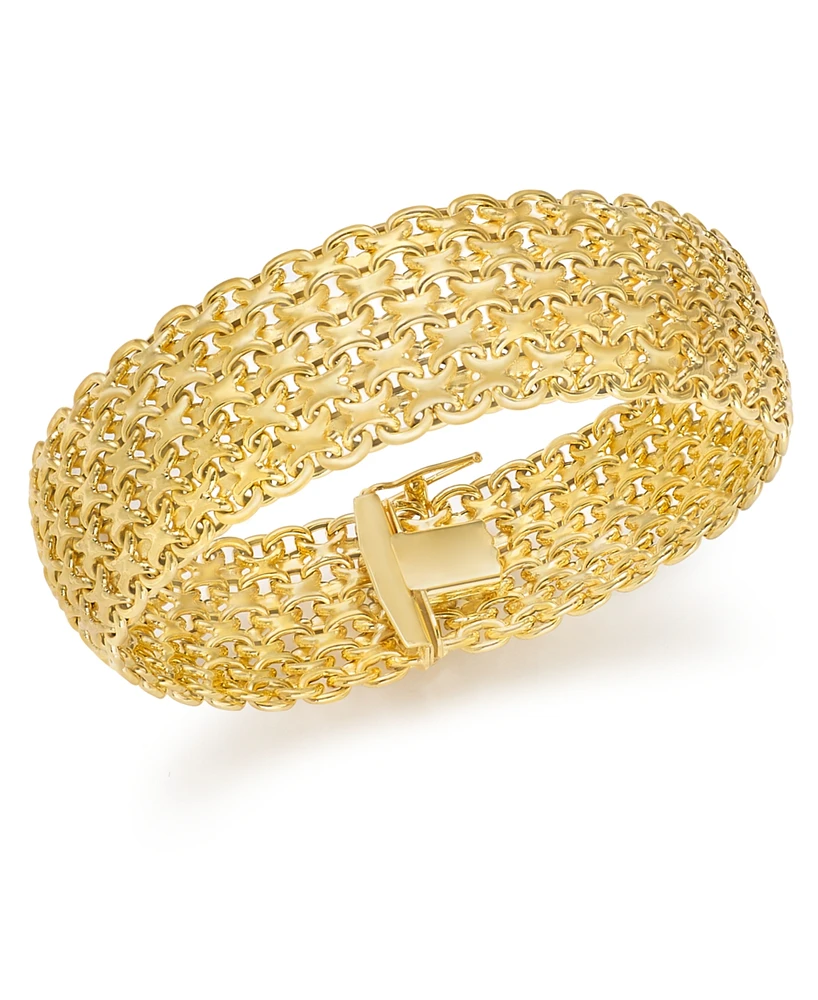 Italian Gold Wide Mesh Link & Chain Bracelet 14k