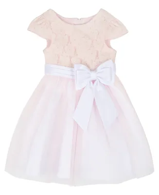 Rare Editions Baby Girls Lace Cap Sleeve and Double Bow Dress