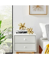 Danya B Small and Medium 2-Piece Abstract Gold-Tone Finish Textured Metal Geometric Sculptures Set