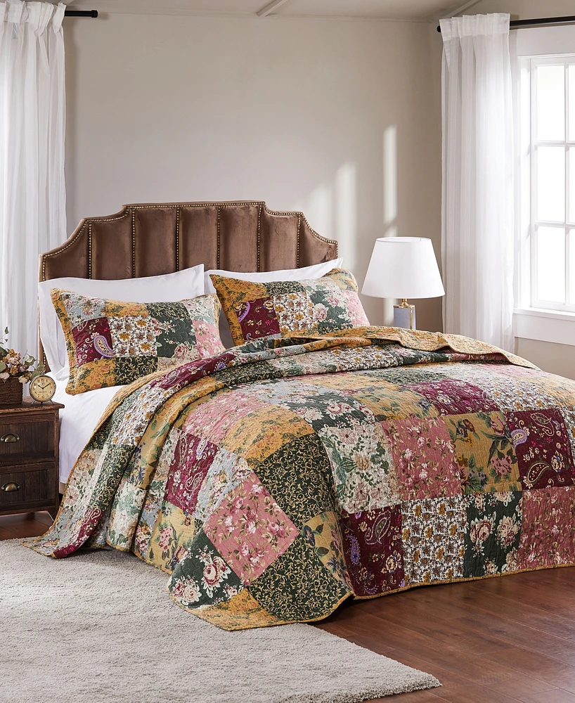 Greenland Home Fashions Antique-Like Chic Authentic Patchwork 2 Piece Bedspread Set, Twin/Xl