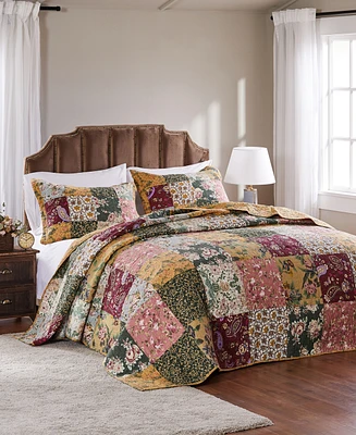 Greenland Home Fashions Antique-Like Chic Authentic Patchwork 2 Piece Bedspread Set, Twin/Xl