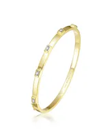 Rachel Glauber 14k Gold Plated Cubic Zirconia Bangle Box Clasps Bracelet