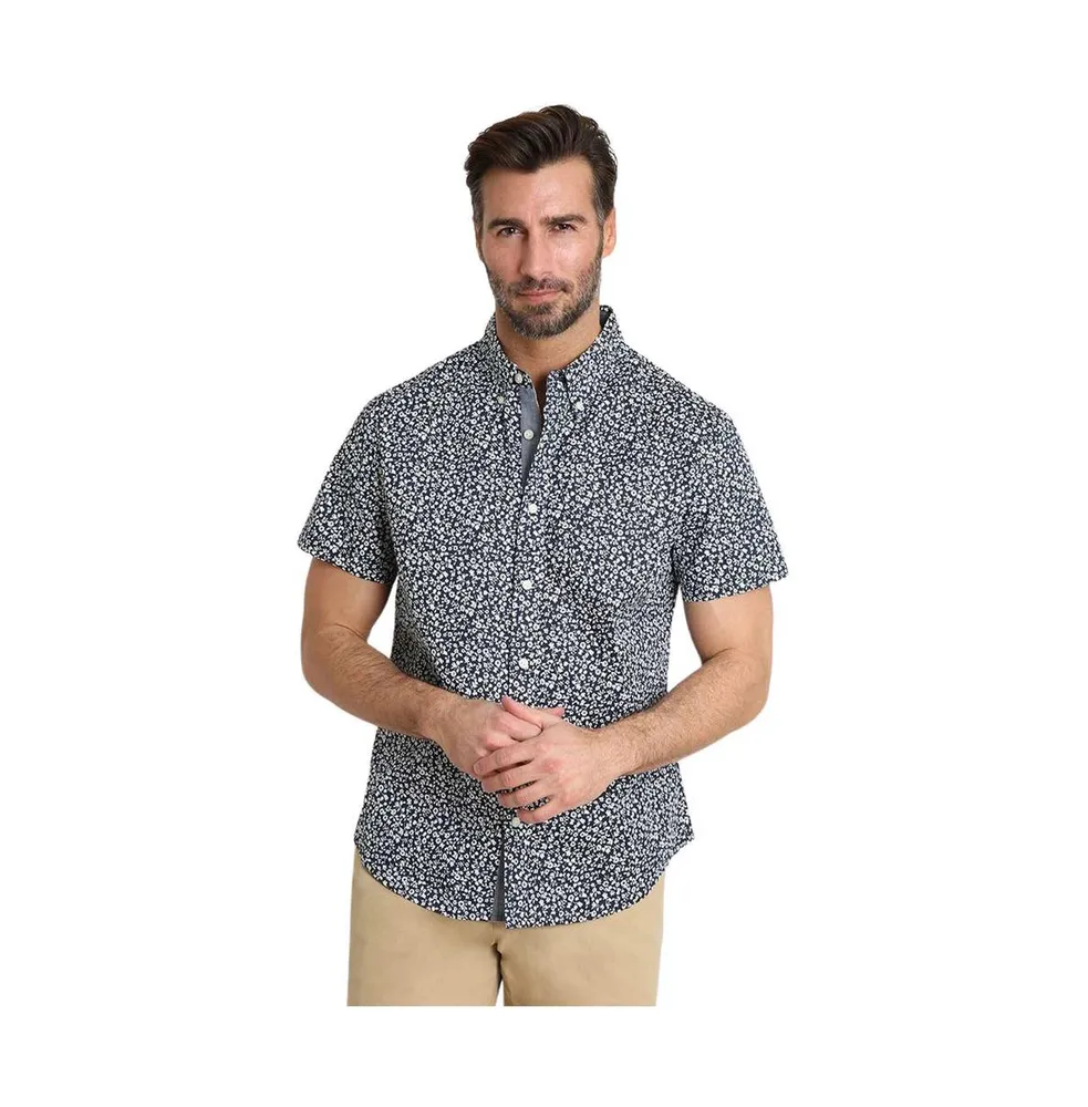 Men's Printed Stretch Poplin Short Sleeve Shirt