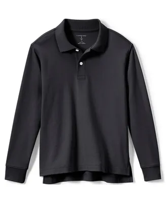 Lands' End Girls School Uniform Long Sleeve Interlock Polo Shirt