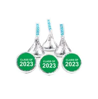 Just Candy 100 Pcs Green Graduation Candy Hershey's Kisses Milk Chocolate (1lb, Approx. 100 Pcs)