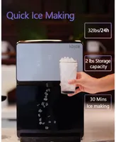 KBice Countertop Nugget Ice Maker with Soft Chewable Ice, 32lbs in 24Hrs, Led Touch Panel