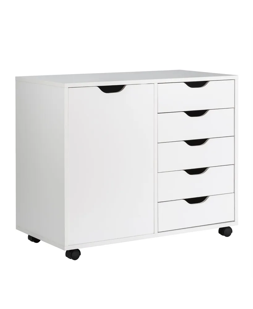 Costway 5-Drawer Dresser Chest Mobile Storage Cabinet