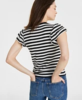 On 34th Women's Flutter-Sleeve Ribbed Top, Created for Macy's