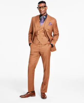 Tayion Collection Mens Classic Fit Wool Suit